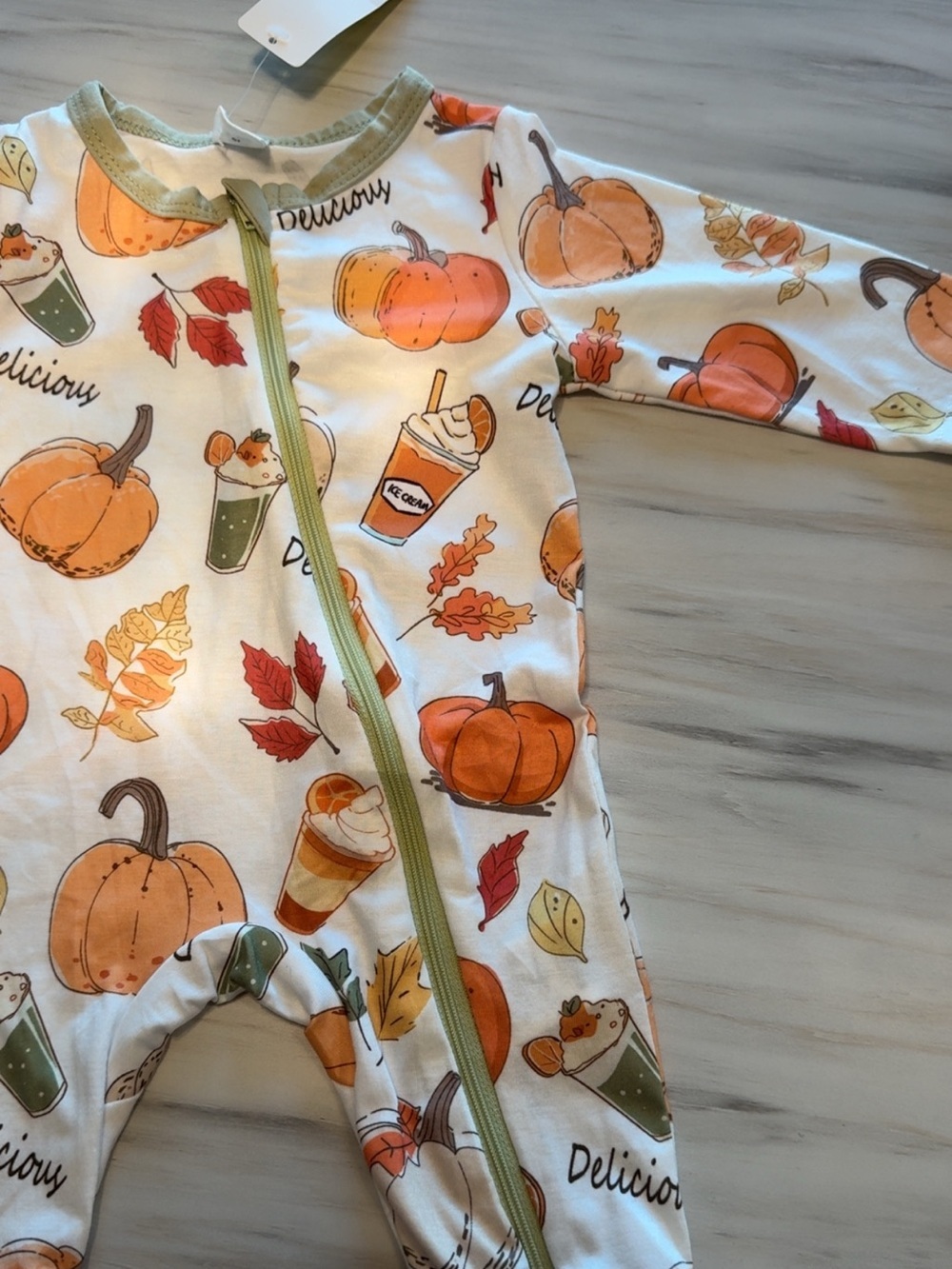 🍂🎃 BABY FALL ONESIE BODYSUIT PUMPKIN PSL SIZE 1-3 MONTHS NWT